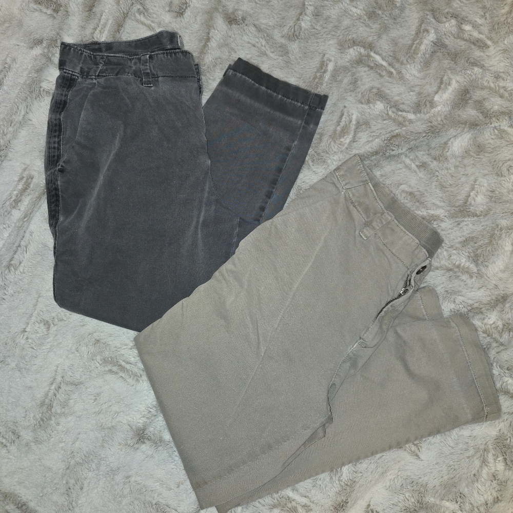 Gap Girlfriend Chino (2 Pairs: Khaki & Gray) [Size 10P] Comfy Gorpcore BUNDLE